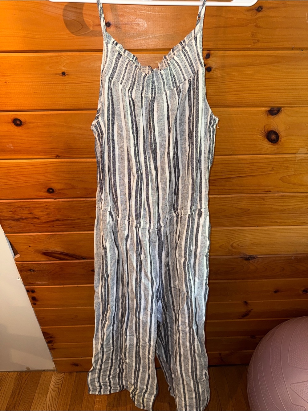 Old Navy Striped Wide-Leg Jumpsuit in White and Blue